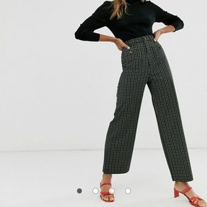 & Other stories wide leg trousers in green check